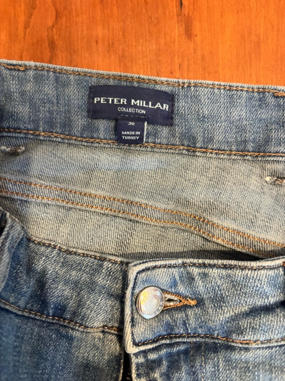 Peter Millar Medium Blue Denim Jeans with Contrast Stitching